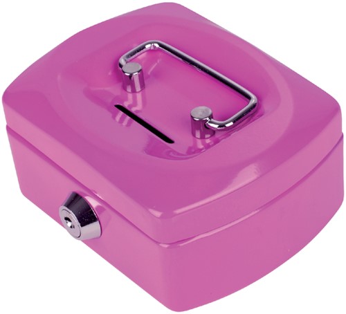 Geldkist Pavo met muntgleuf 125x95x60mm roze-3