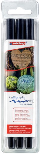 Kalligrafiepen edding 1255 zwart lijn 2.0 - 3.5 - 5.0mm blister à 3st