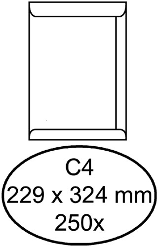 Envelop Hermes akte C4 229x324mm gegomd wit doos à 250 stuks