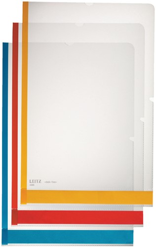 Insteekmap L-model Leitz premium A4 0.15mm PP gekleurde rand transparant 6 stuks-3