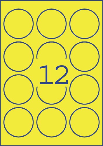 Etiket Avery L7670-25 63.5mm rond neon geel 300 stuks-2