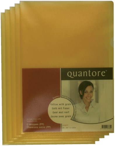 Insteekmap L-model Q-Connect A4 PP 0.12mm geel 100 stuks-1