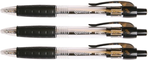 Balpen Quantore Grip drukknop zwart medium-2