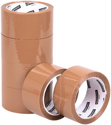 Verpakkingstape Quantore 50mmx60m PP bruin (pak à 6 rol)