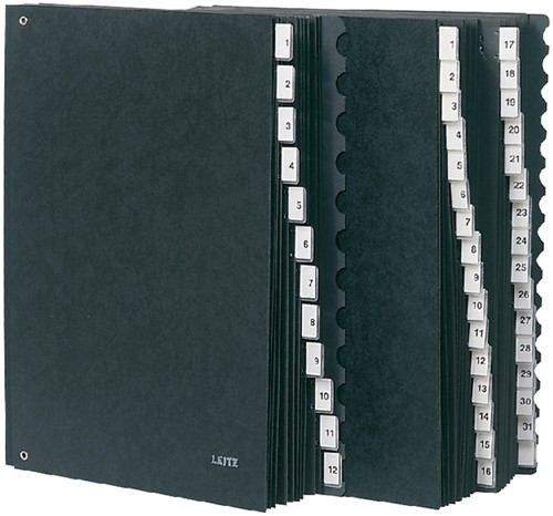 Termijnmap Leitz 1-31 + I-XII 270x50x345mm hardboard zwart-2