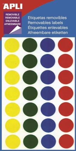 Etiket Apli 19mm verwijderbaar assorti 112 stuks
