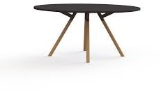 Bridge ronde vergadertafel Huislijn, massief houten ronde poten, vaste hoogte 75 cm