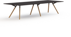 Bridge vergadertafel Huislijn, massief houten ronde poten, vaste hoogte 75 cm