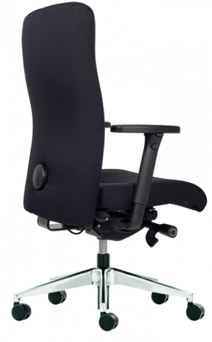 Bureaustoel Rovo XP 4015 S4, zitting en rug zwart, 2D-armleggers, gepolijst voetenkruis, zachte wielen en AIRplus lendensteun