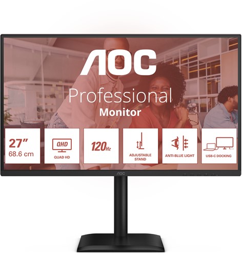 AOC E4 Q27E4CV computer monitor 68,6 cm (27") 2560 x 1440 Pixels Quad HD LED Zwart-2