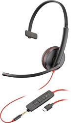 HP Poly Poly Blackwire C3215 Monaural Headset + draagetui