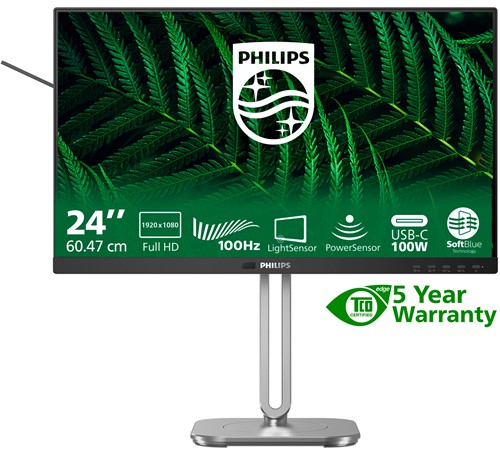 Philips 5000 series 24B2G5301/00 computer monitor 60,5 cm (23.8") 1920 x 1080 Pixels Full HD LCD Zwart