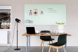 Mat Glasbord Legamaster 100x200cm sage green (rechte hoek)