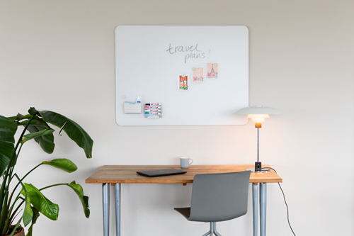 Mat Glasbord Legamaster 100x200cm warm grey (ronde hoek)