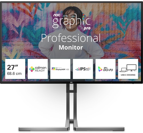 AOC U27U3CV computer monitor 68,6 cm (27") 3840 x 2160 Pixels 4K Ultra HD LCD Zwart