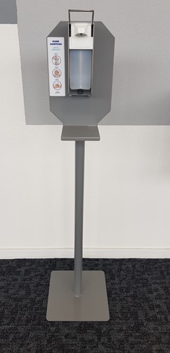 Desinfectiezuil met elleboogbediening compleet met 5 liter desinfectiemiddel en navulbare flacon 500ml-3