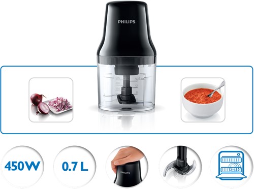 Philips Daily Collection Hakmolen van 450 W met 2 messen en plastic kom van 0,7 l-3