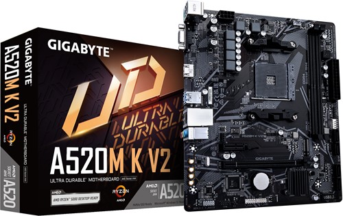 GIGABYTE A520M K V2 moederbord AMD A520 Socket AM4 micro ATX