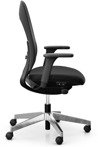 Bureaustoel Giroflex 40 - Runner/Cura zwart - 3D arml. - Zwart alu rug en gepol. voet - 65 mm z wiel-2