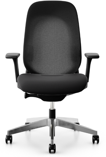 Bureaustoel Giroflex 40 - Runner/Cura zwart - 3D arml. - Gepol. alu rug en voet - 65 mm h wiel