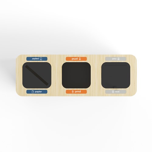 Afvalscheidingsbak Globular 3x60 ltr zwart/bamboe-2