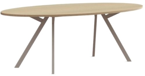 Bridge vergadertafel ellipsvorm Huislijn, 240 x 120 cm, rechthoekige poten, vaste hoogte 75 cm