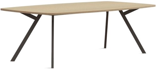 Bridge vergadertafel tonvorm Huislijn, rechthoekige poten, vaste hoogte 75 cm