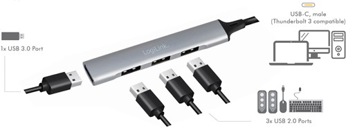LogiLink USB 3.2 Slim 4 USB port Hub-3