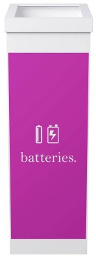 Afvalscheidingsbak Paperflow recyclebox voor batterijen 60ltr wit