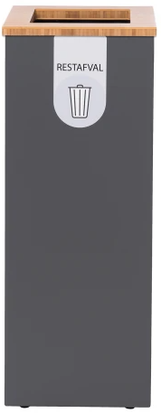 Afvalscheidingsbak Lune Paxa large 65l antraciet/bamboe/grijs 'restafval'