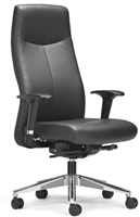 Bureaustoel Rovo XL 5910A zitting zwart leder en rug zwart kunstleder, gepolijst voetenkruis
