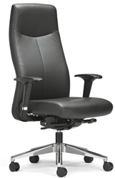 Bureaustoel Rovo XL 5910A zitting zwart leder en rug zwart kunstleder, gepolijst voetenkruis