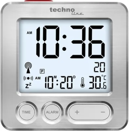 Wekker Technoline 66x66x21 zilver