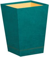 Papierbak Rhodia vierkant kunstleder pauwblauw