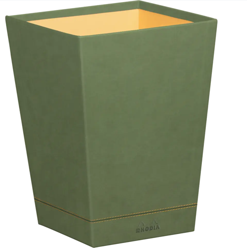 Papierbak Rhodia vierkant kunstleder saliegroen