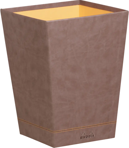Papierbak Rhodia vierkant kunstleder chocolade