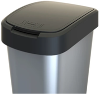 Afvalbak Rotho Twist 50 liter zilver, zwart-2