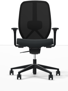 Bureaustoel VROP HS2000, 5D arm, zitting en netrug zwart phoenix YP60999, zwart voetenkruis met zachte wielen