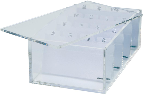 Visitekaartenbak Maul acryl met deksel inc index 11.4x19x7.2 cm-2