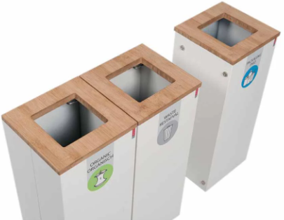 Afvalscheidingsbak Lune Paxa large 65l antraciet/bamboe/grijs 'papier'-3