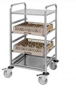 Serveerwagen tbv 5 vaatwaskorven afmeting 116Hx64x64