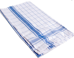 Theedoek Adalynne ruit blauw 50x70cm 3 stuks